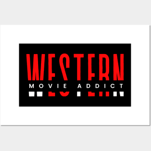 Western movie addict red and white typography design Posters and Art